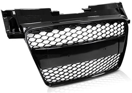 Calandre avant sport noire brillante compatible avec Audi TT 2006 2007 2008 2009 2010 2011 2012 2013 2014 RS-3104 Grille avant centrale sport en maille nid d'abeille Sport