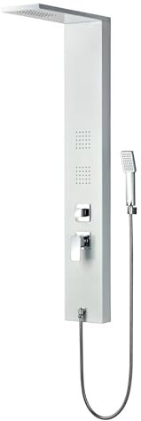 K2O Colonna Doccia Idromassaggio Lusso Calm 20x7x130cm con 2 Getti, Doccetta a Mano, Effetto Pioggia e Beccucci Anticalcare