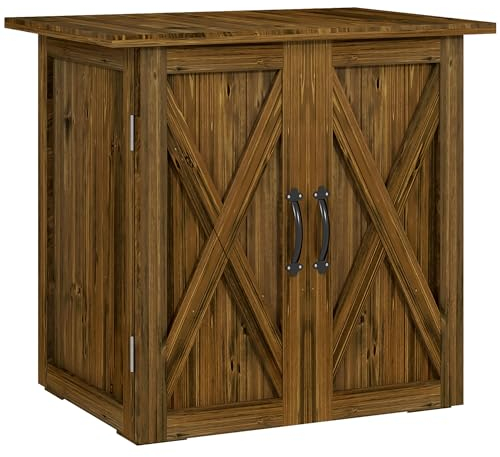 Outsunny Abri de jardin en bois - Armoire à outils d'extérieur - Double porte - Armoire polyvalente pour jardin et balcon - 77 x 55 x 72 cm - Marron
