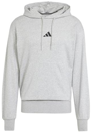Adidas Herren Essentials FEELCOZY French Terry Hoodie, Medium Grey Heather/Black, L