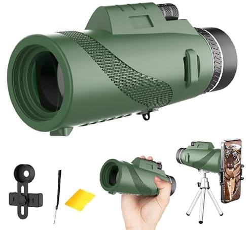 Monocular Telescope HD 40X60 HD Fernrohr Monocular Telescope Handy Fernglas objektiv FMC BAK4 Wasserdicht mit Halterung & Stativ für Klettern Vogelbeobachtung Jagd Konzert Fußballspiel Reisen