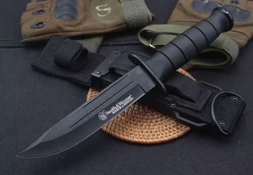 Générique TEERMA JI7 Couteau à lame fixe forgé d'une seule pièce,La chasse,Couteau De Chasse Survival, Couteaux De Chass Avec Étui En Cuir Véritable