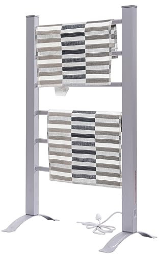 LIFEZEAL Scaldasalviette Elettrico Bagno, Termoarredo Elettrico Bagno, Termosifone Elettrico da Parete e da Terra, 45-50℃, 100W, Asciugatura Rapida, Scalda Salviette da Bagno Elettrico in Alluminio