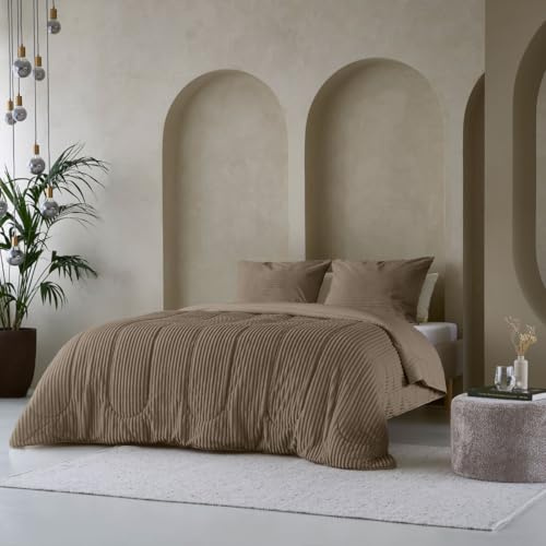 Zelesta Groovebed Couette Teddy Sans Housse - Linge de Lit Moelleux - Hypoallergénique - Lavable (Taupe, 200x200 Cm)