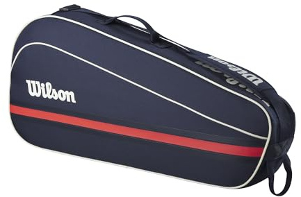 Wilson Team 3 Pack, with a Spacious Accessory Pocket and Adjustable Strap, Provides Complete Racket Protection, Colour: Navy