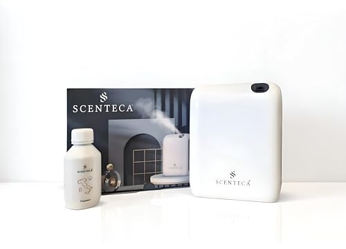 SCENTECA Difusor eléctrico de aceites Esenciales AD-P1, Fragancia Summer Scent 100 ml incluida, nebulización sin Agua, programable vía App, Cobertura de hasta 50 m²