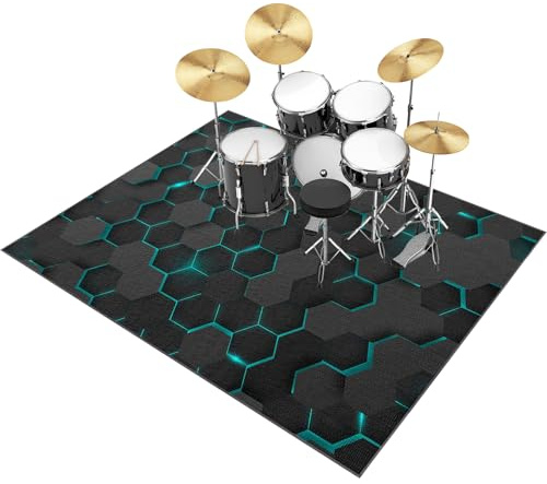 Tehocwiz Alfombra Bateria Electronica Alfombras Batería Acústico Alfombra para Batería Antideslizantes Alfombra de Tambor Tambor Alfombra Insonorizada para Bombo Caja Alfombrillas 120 x 80 cm