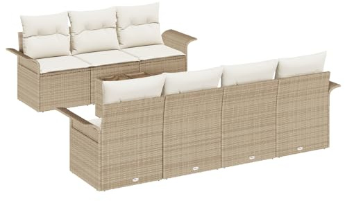 vidaXL Trädgårdsoffset 8 st Beige konstrotting