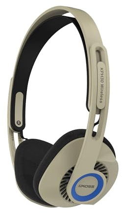 Koss KPH30 Wireless Bluetooth On-Ear Headphones, Retro Style, 20+ Hour Battery Life, USB-C Charging, Microphone, Rhythm Beige