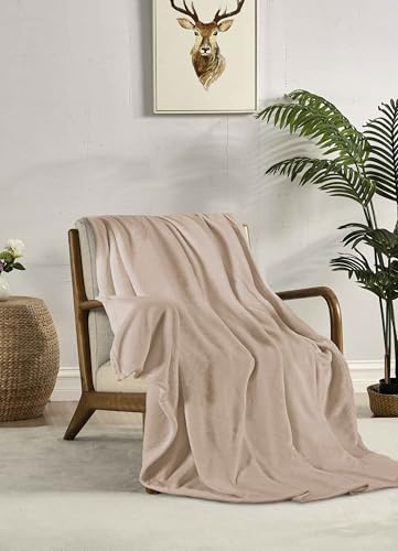 Miracle Home. Manta Polar Reversible de Microfibra Cristal Franela Aterciopelada 260GSM, Suave, cálida y Ligera, Lavable a máquina, 130 X 160. Beige