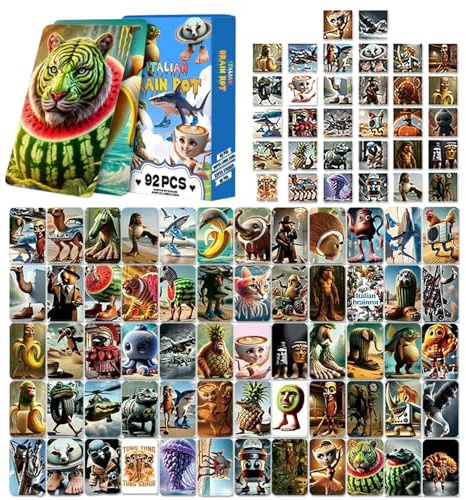 92 Pcs Italian Brainrot Cards Set, Brainrot Trading Cards for Teens & Adults, Fun Card Game, Italian Brain Rot Toys, Italians Brainrots Collectibles, Party Board Games (60Pcs Cards + 32Pcs Stickers)