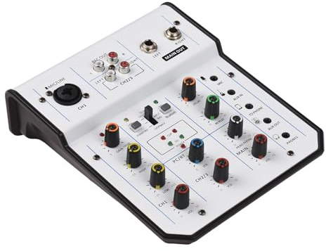 Vikye Audio Mixer Kompakt 3-kanals Mixerkonsol med Phantom Power för Hemmastudioinspelning DJ Network Live Streaming Typ-C Strömförsörjning XLR/6,35 Mm/3,5 Mm Kontakter Multifunktionell