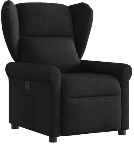 Kaorsrow Poltrona relax in tessuto nero, 72,5 x 87 x 100,5 cm, funzione reclinabile manualmente fino a 135 °, salvaspazio, per soggiorno, home cinema, camera da letto