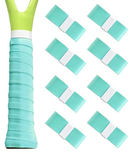 FENGCHUANG 8 stycken greppband tennisracket 110 cm × 2,5 cm mjuk och naturlig konsistens halkfritt självhäftande handlim lämpligt för tennis badminton (påfågelblå)