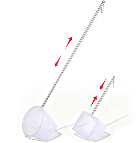 GEEHUA Paquete de 2 redes de peces de acuario, red de peces de 3 y 4 pulgadas para pecera con mango extensible, herramienta pequeña de acero inoxidable para camarones, bettas, pala de malla de secado