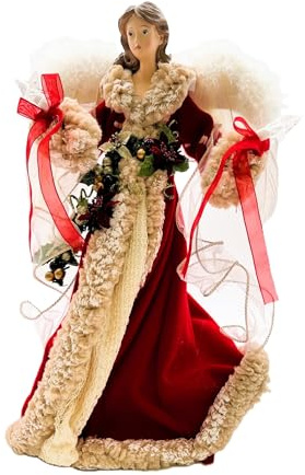 Kurt Adler UL2218 UL 10-Light 16 Red & Ivory Angel Treetop