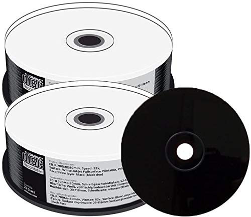 50 Mediarange Black Bottom CD-R CD blank disc White Printable 52x 700MB 80 mins MR241