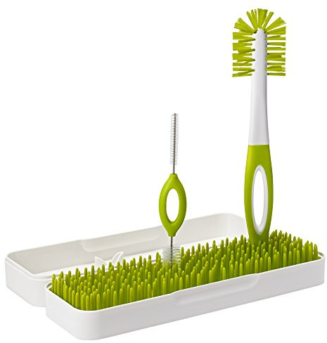 Tomy Boon TRIP Travel Drying Rack and Bottle Brushes, Compact Drying Rack with Bottle Brush and Breast Pump Brushes, Green