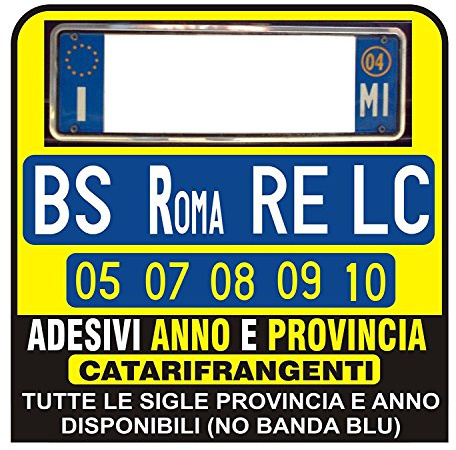 ADESIVI Targa AUTO ANNO E PROVINCIA RIFRANGENTI - PER CONCESSIONARIA AUTO (PROVINCIA)