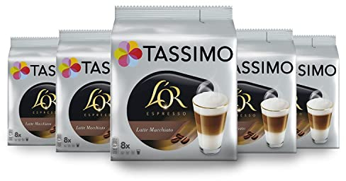 Tassimo L'OR Latte Macchiato Coffee Pods x8 (Pack of 5, Total 40 Drinks)
