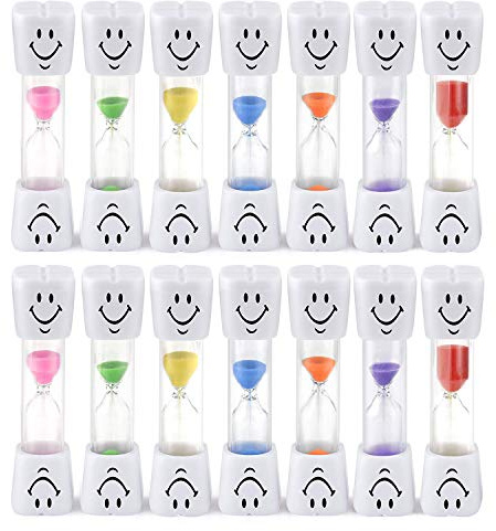 Qpower Tooth Brushing Sand Timer Set for Kids and Teens Assorted Colors (2min, 14pcs)