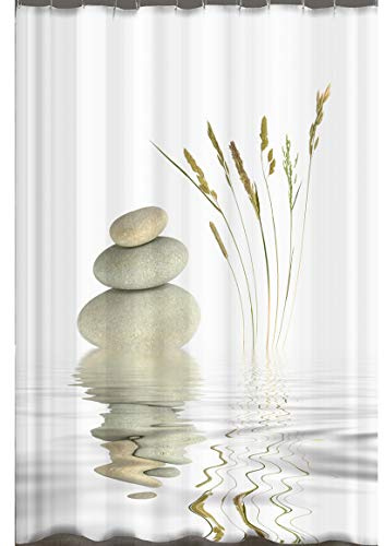 Ekershop Digitaldruck Qualität Textil Duschvorhang Wannenvorhang Wellness Stone 240x200cm inkl. Ringe