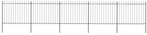 vidaXL Recinzione da Giardino con Punta a Lancia in Acciaio 892,5x150 cm Nero