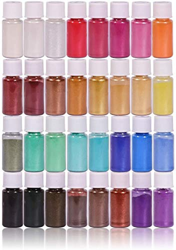 DEWEL Glimmerpulver 32 rör 5 g pigment epoxiharts metallpulver för målning, tvål, naglar, slem, badbomb