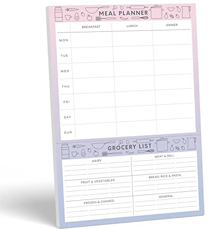 Sweetzer & Orange Meal Planner Notepad and Grocery List | 7x10 inch Pad for Organized Weekly & Daily Planning | Tear-Off Grocery Magnetic Notepad Checklist for Convenient Shopping