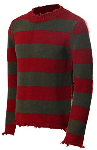 NUWIND Freddy Krueger Maglione a Righe Maglione Lavorato a Maglia Nightmare on Elm Street Costume Cosplay per Adulti (S-M, Rosso e Verde)