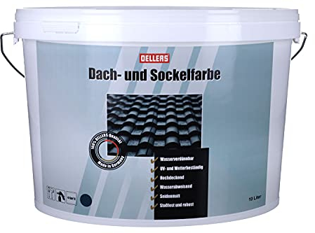 OELLERS Peinture toiture & soubassement, RoofColor, 10 litres, RAL 7016 gris anthracite, très fort pouvoir couvrant, protection du toit et des soubassements, résistante aux intempéries