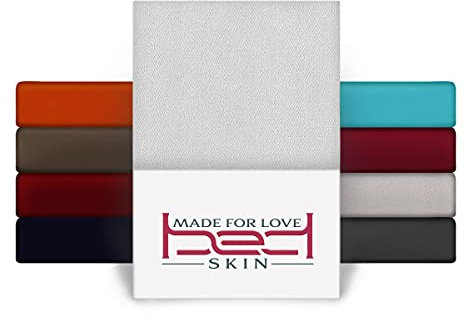 Bedskin Premium 2er Pack Topper Spannbettlaken 180x200-200x200 cm, bis 8 cm Topperhöhe - Jersey Spannbettlaken für Topper Boxspringbett, 100% Buamwolle Spannbetttuch (Weiß)