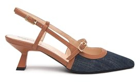 Nero Giardini E615470D Sling-Back Donna in Pelle E Tessuto - Jeans 39 EU