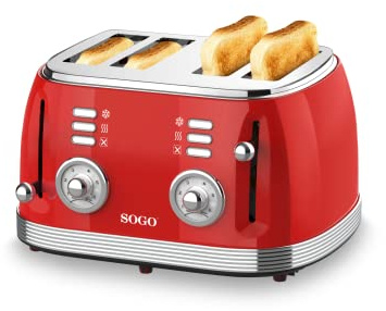 Sogo Retro Vintage Edelstahl und Emaille (Netz, Toaster 1500 W)