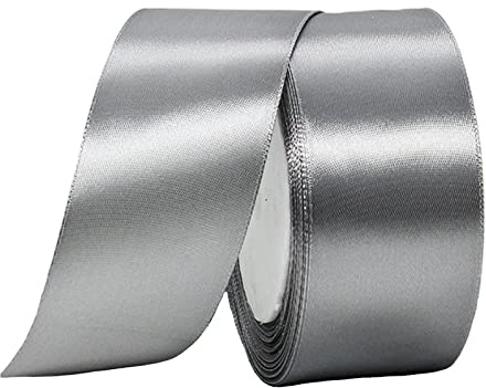 40mm Wide Gray Ribbon Thick Silver Satin Ribbon 22m, 1.5 inch Thick Gray Ribbon for Gift Wrapping Wedding Car Halloween Christmas Birthday Cake Hair Bow Florist Bouquet Crafts Decorations