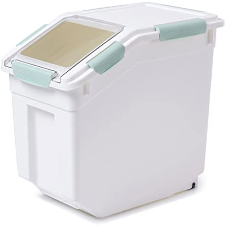 Toolzia Rice Dispenser 10kg with Scoop, Airtight Rice Storage Container Dry Food Dispenser Large Sealed Grain Containe Bin (Cyan)