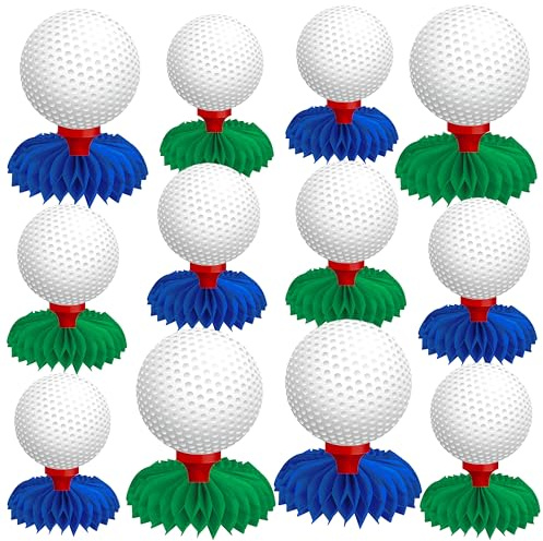 9Pcs Golf Ball Honeycomb Centerpieces Golf Ball Party Decorations Golf Birthday Party Table Centerpieces for Golf Theme Sport Party Baby Shower Supplies