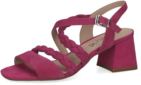 CAPRICE Damen Sandalen mit Absatz aus Leder mit Fußbett, Lila (Fuchsia Suede), 40 EU