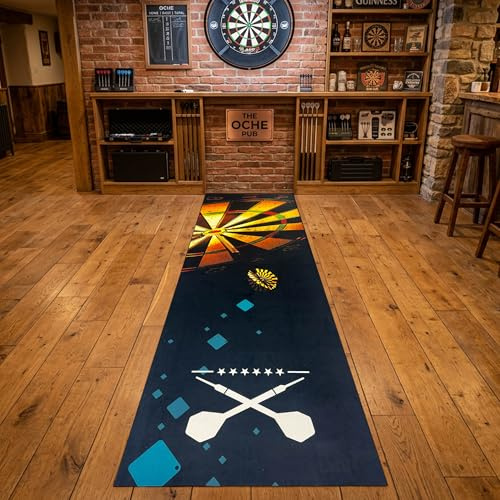Teppich-Traum Tapis de fléchettes 80x285 cm antidérapant Cible de fléchettes Coureur Protection de Sol marqué Ligne de Lancer Blanche