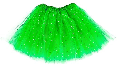 Tutu Femme 3 Couches Tulle Avec Paillettes Étoiles - Jupe Ballerine Adulte Adolescent Totem Rétro Années 80 - Costume Pour Fête Halloween Carnaval