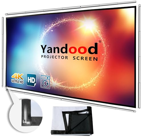 Faltbare Projektor-Leinwand 120 Zoll mit kombiniertem Polrahmen 16:9 HD 4K Anti-Knitter-Schwarze Rückseite Silber tragbare Projektionsleinwand