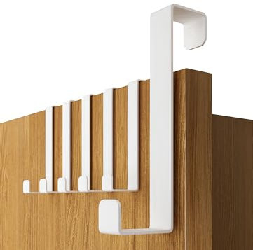 4smile Appendiabiti da Porta, Bianco - 6 x Acciaio Inox Attaccapanni - Gancio Porta con Elevata Capacità di Carico, Versatili Ganci Adatti Ovunque