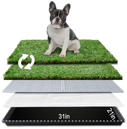 HQ4US 4LEGS Dog Grass Pad with Tray, Dog Litter Box with Artificial Grass