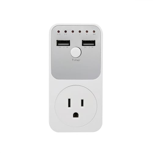 BSEWO Time Controller Switch,Multifunctional Voltage Protector Intelligent Countdown Timer Socket with 2 USB Ports Time Controller Switch for Home Electrical Appliances