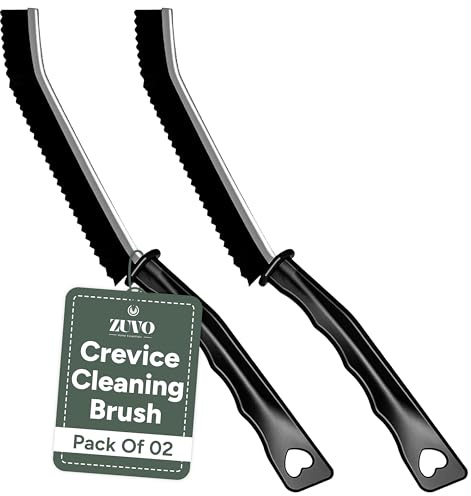 Zuvo Crevice Cleaning Brush Set (2 Pack) – Hard Bristle Gap & Grout Cleaning Tool with Long Handle – Window, Tile & Kitchen Scrubber -XL