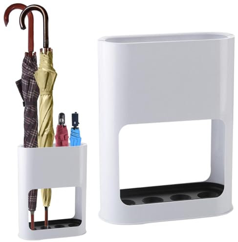 DASIAUTOEM Schirmständer, Regenschirmständer 4 Slots mit Abnehmbarer Abtropfschale Aufbewahrungsregal für Eingangsbereich Schirmständer für Lange/Kurze Regenschirme Schirmhalter (Weiß)