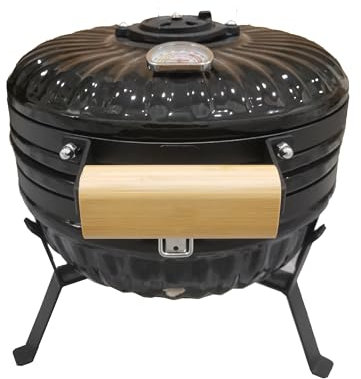 Barbecue portatile in ceramica da 12 pollici, con gambe pieghevoli, mini in acciaio inox, per campeggio, picnic patio backyard meat barbecue per il cibo e il barbecue, nero