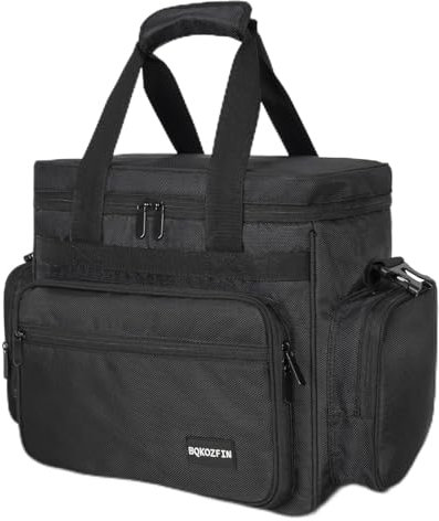 OUUTMEE Borsa da viaggio per dischi in vinile, custodia portatile per album in vinile per viaggi e collezione, Nero , Valigetta per vinili