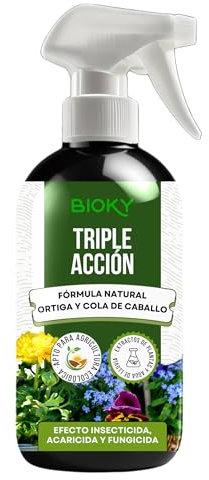 Bioky Triple Acción 1L – Spray Purín de Ortiga + Cola de Caballo para Plantas – Listo para Usar – Efecto Insecticida, Acaricida y Fungicida – Sustancias Básicas en Agricultura Ecológica