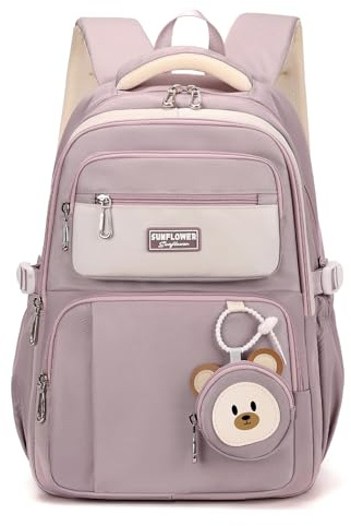 Travistar Rucksack Teenager mädchen Schulranzen Jungen Schulrucksack Schultasche Sporttasche Daypack für Schule Ranzen mit Viele Fächer Laptopfach Lila Nylon(40L)